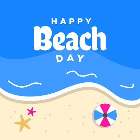 Happy Beach Day Vector Design Illustration For Celebrate Momentのイラスト素材