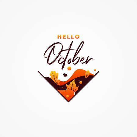 Hello October Vector Design Illustration For Banner and Background. Welcome Octoberのイラスト素材