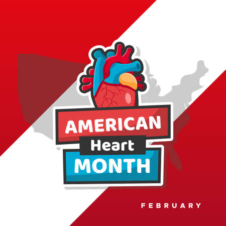 American Heart Month Vector Design Template Backgroundのイラスト素材