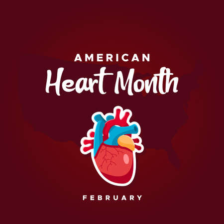 American Heart Month Vector Design Template Backgroundのイラスト素材