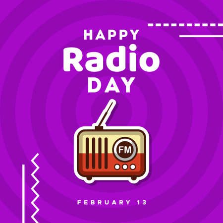 Happy World Radio Day Vector Design Template Backgroundのイラスト素材