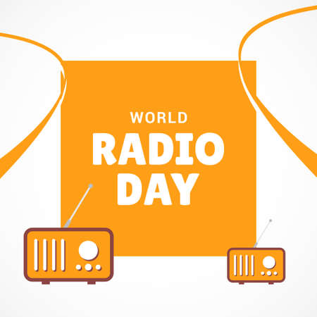 Happy World Radio Day Vector Design Template Backgroundのイラスト素材