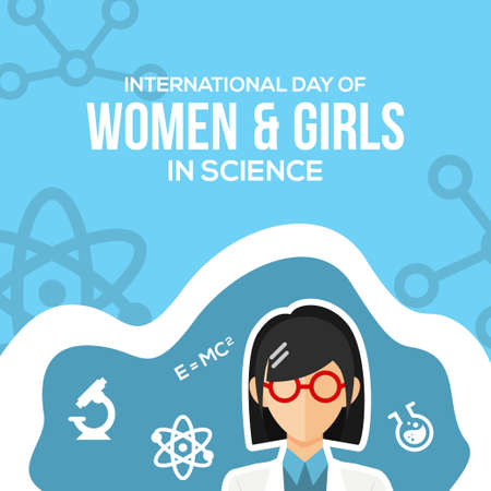 International Day of Women and Girl In Science Vector Design Template Backgroundのイラスト素材