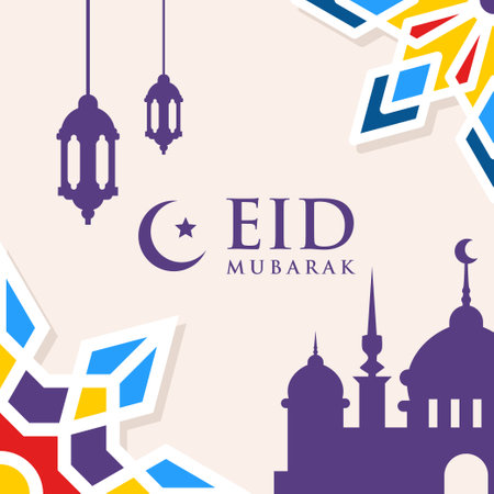 Eid Mubarak Celebration Greeting Card Designのイラスト素材