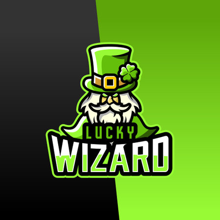 Wizard character Logo Design Premium Gaming Vectorのイラスト素材