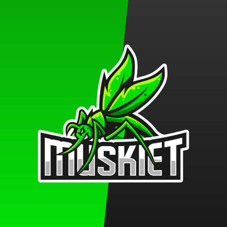 Musket character  Logo Design Premium Gaming Vectorのイラスト素材