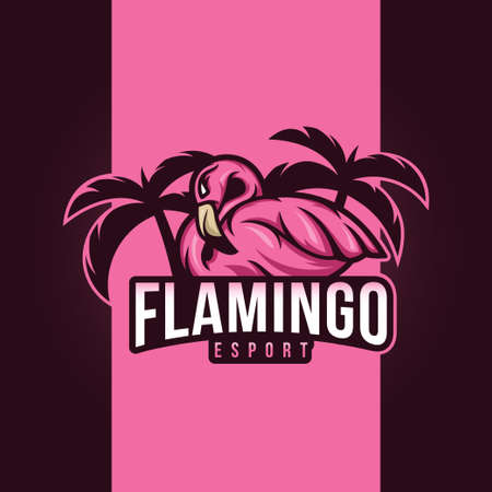 Flamingo Logo Design Premium Gaming Vectorのイラスト素材