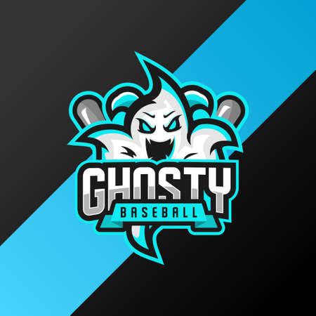 Ghosty baseball Logo Design of Premium Gaming Vectorのイラスト素材