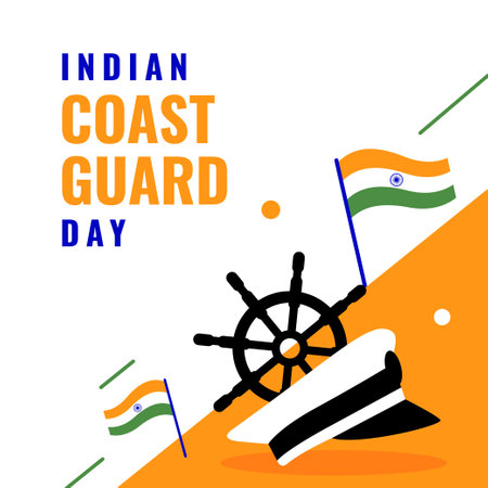 Indian Coast Guard Day Design Background For Greeting Momentのイラスト素材