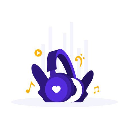 Music Flat Design Illustration With Noteのイラスト素材