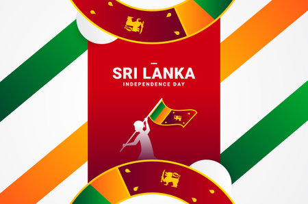 Sri Lanka Independence Day Background With Elegant Ribbonのイラスト素材