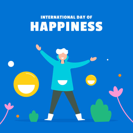 Flat International Day of Happiness Illustration Backgroundのイラスト素材