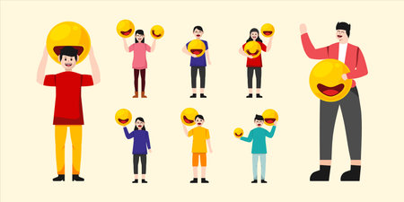 Flat International Day of Happiness Illustration Backgroundのイラスト素材