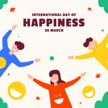 Flat International Day of Happiness Illustration Backgroundのイラスト素材