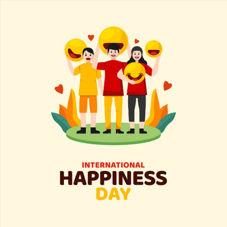 Flat International Day of Happiness Illustration Backgroundのイラスト素材