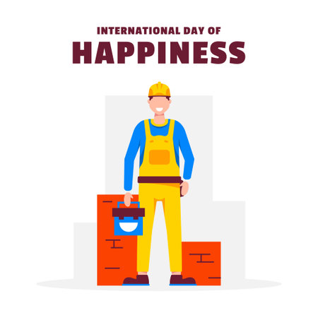 Flat International Day of Happiness Illustration Backgroundのイラスト素材