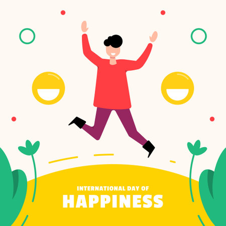 Flat International Day of Happiness Illustration Backgroundのイラスト素材