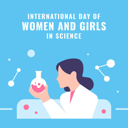 International Day of Women and Girls in Science Background For Greeting Momentのイラスト素材