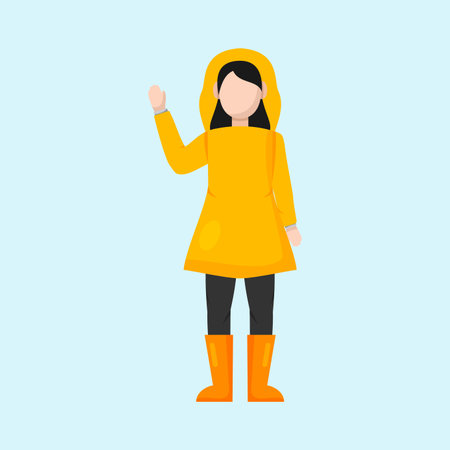 People On Rainy Day Flat Design Character Illustrationのイラスト素材