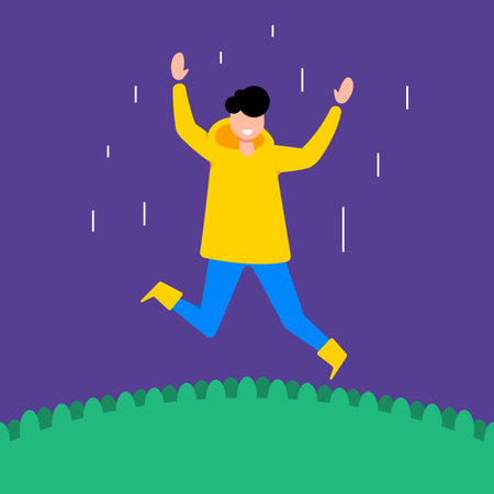 People On Rainy Day Flat Design Character Illustrationのイラスト素材