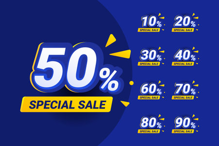 Discount Numbers Set Design For Businessのイラスト素材