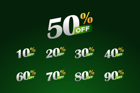 Discount Numbers Set Design For Businessのイラスト素材