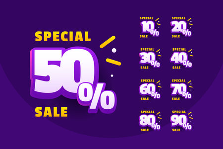 Discount Numbers Set Design For Businessのイラスト素材
