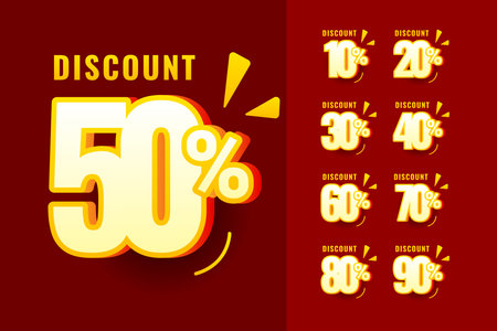Discount Numbers Set Design For Businessのイラスト素材