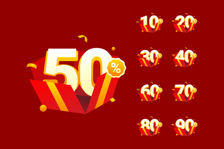 Gradient discount numbers set for saleのイラスト素材