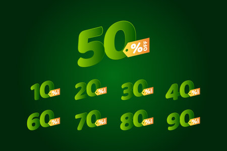 Gradient discount numbers set for saleのイラスト素材