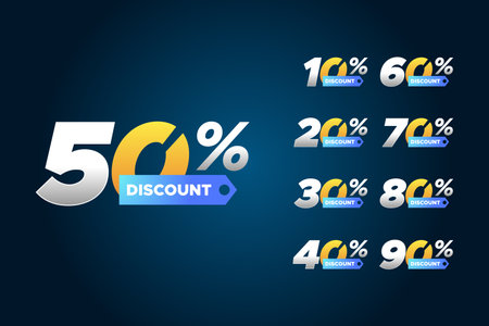 Gradient discount numbers set for saleのイラスト素材