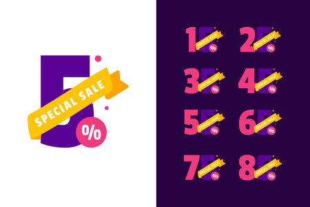 Set of ribbon sale discount and shopping designのイラスト素材