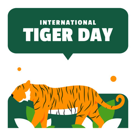 Tiger Day Flat Illustration eventのイラスト素材