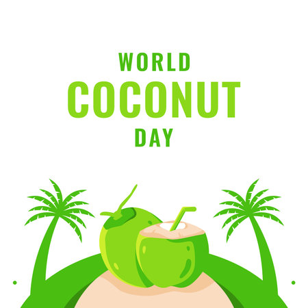 World Coconut Day Design Celebrateのイラスト素材