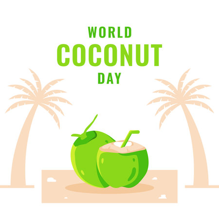 World Coconut Day Design Celebrateのイラスト素材