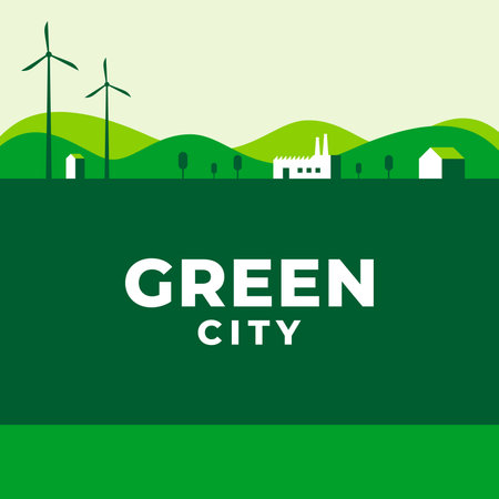Green City Illustration Design Templateのイラスト素材