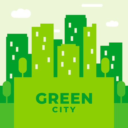 Green City Illustration Design Templateのイラスト素材