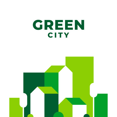 Green City Illustration Design Templateのイラスト素材