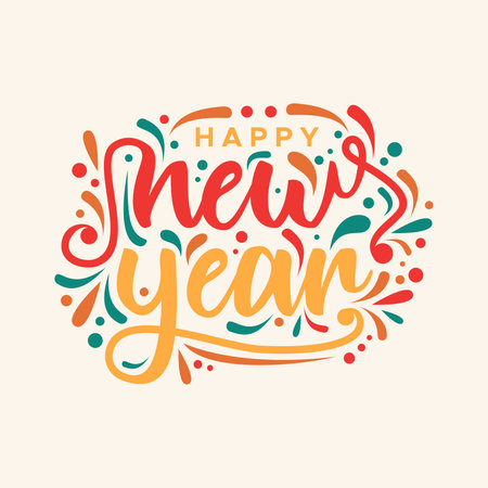 New year lettering color vector designのイラスト素材