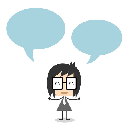Businessman with a empty speech bubble over him headのイラスト素材