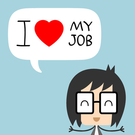 Vector businessman happily work. I Love My Job concept,のイラスト素材