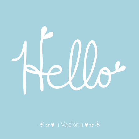 Hello calligraphic lettering with outline hand drawn, Illustration EPS10のイラスト素材