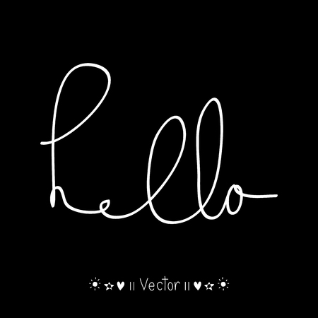 Hello calligraphic lettering with outline hand drawn, Illustration EPS10のイラスト素材