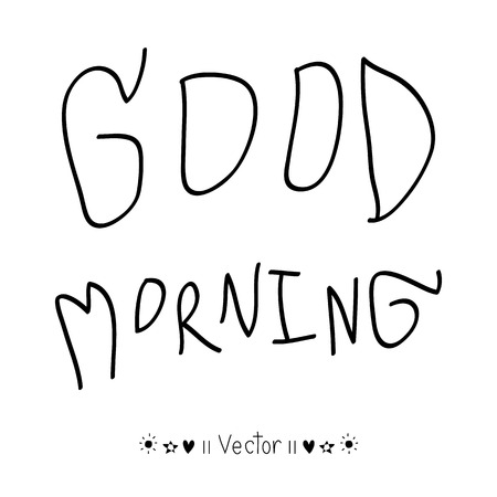 Vector good morning, hand lettering text, handmade calligraphy, Illustration  のイラスト素材