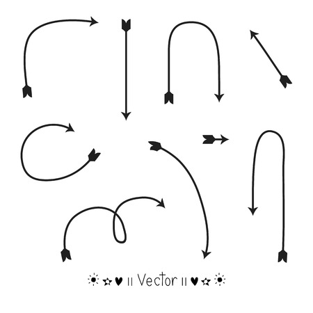 Vector set of hand drawn arrowsのイラスト素材