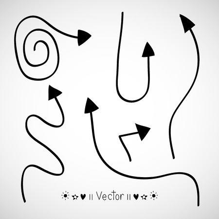 Vector set of hand drawn arrowsのイラスト素材