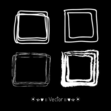 Vector set hand drawn rectangle, felt-tip pen objects.のイラスト素材