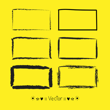 Vector set hand drawn rectangle, felt-tip pen objects.のイラスト素材