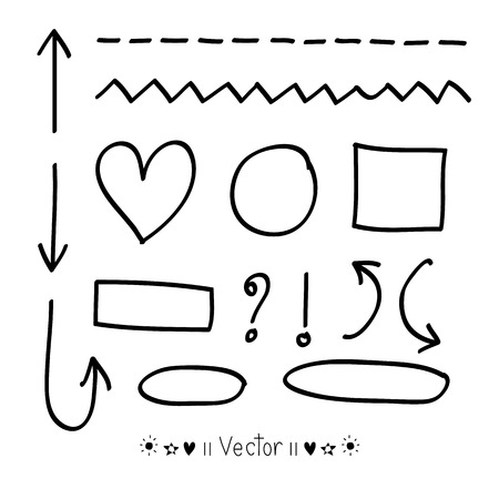 Arrows circles and abstract doodle writing design vector set great for any use.のイラスト素材