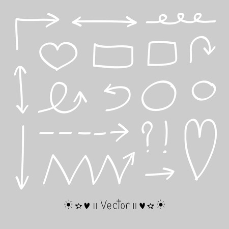 Arrows circles and abstract doodle writing design vector set great for any use.のイラスト素材